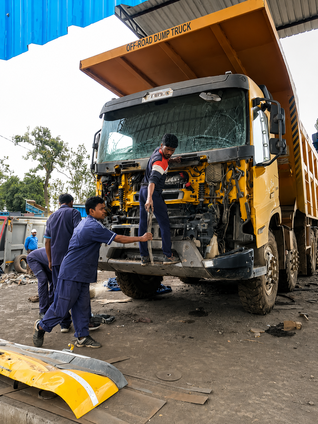 Mining truck hydraulic and front-end service work